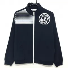【超美品】アンパスィ ジャケットブルゾン ネイビー×白 一部ボーダー ロゴ  レディース L ゴルフウェア and per se