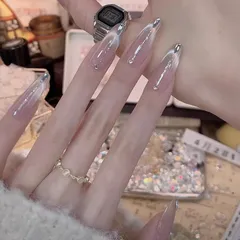 ネイルチップ　ピンク系　キラキラ　マグネットネイル　可愛い　ラメライン　ストーン装飾　１０枚セット　春　ホワイトデー　卒業式　春休み　旅行　お花見　桜