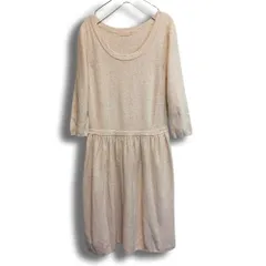 【CROLLA】シルク・アンゴラ混 ラメニットワンピース ベージュ系