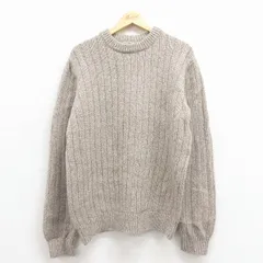 L/古着 エルエルビーン 長袖 セーター メンズ 00年代 00s 無地 ラムウール クルーネック ベージュ 霜降り【spe】 25dec02
