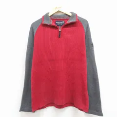L/古着 ノーティカ 長袖 ブランド ハーフジップ セーター メンズ ワンポイントロゴ コットン ラグラン 赤他 25dec02