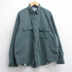 XL/古着 エルエルビーン 長袖 ブランド シャツ メンズ 90年代 90s 大きいサイズ コットン カナダ製 緑 内側フランネル 25dec02