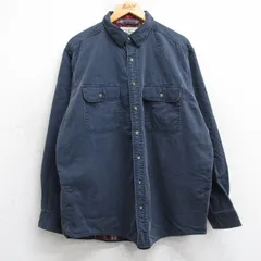XL/古着 エルエルビーン 長袖 ブランド シャツ メンズ 00年代 00s コットン カナダ製 紺 内側フランネル 25dec02
