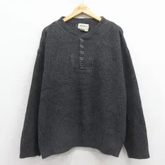XL/古着 エディーバウアー 長袖 セーター メンズ 00年代 00s 無地 コットン ヘンリーネック 濃グレー 霜降り 25dec02