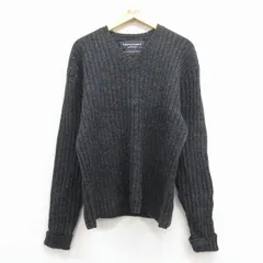 L/古着 アバクロンビー 長袖 セーター メンズ 00年代 00s 無地 ウール Vネック 濃グレー 霜降り 25dec02