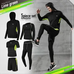 スポーツ ウェア ランニングウェア 5点セット トレーニングウェア スポーツ   ハーフパンツ タイツ  メンズ 男性 速乾  筋トレ （ハーフパンツ）