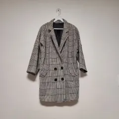 チェック柄 ダブルボタン ジャケット コート 66-77