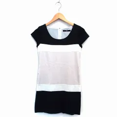 ビッキー VICKY ワンピース Iライン ミニ 丸首 半袖 コットン 綿 切替 無地 1 ブラック 黒 ホワイト 白 ピンク /HT17