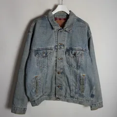 正規 90s Vintage Levi's リーバイス ビンテージ デニム トラッカー ジャケット 70614-0389 ジージャン 裏地 チェック柄 M 薄青 728P★2