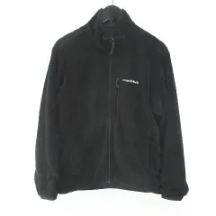 モンベル Montbell #1106729 アウトドアウェア クリマエア リバーシブル ジャケット ボアジャケット S 黒系 ブラック ロゴ 文字 刺繍 ジップアップ ポケット