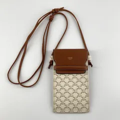 CELINE(セリーヌ)　トリオンフ　モバイルポーチ　スマホポーチ　ショルダー　ブラウン