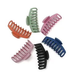 新品未使用ヘアアクセサリー 髪留め レディース 青 ピンク 黒 バレッタ シンプル 大 大人 ヘアクリップ マット 6個セット 大きめ バンスクリップ