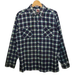 Dickies/ディッキーズ チェック柄 ネルシャツ フランネル 80‐90年代/80's-90's ヴィンテージ 長袖シャツ Bangladesh製 Lサイズ オフホワイト/グリーン/ブルー