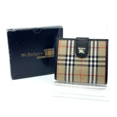 Burberrys' バーバリーズ　二つ折り財布 コンパクト財布　がま口　チェック　キャンバス×レザー