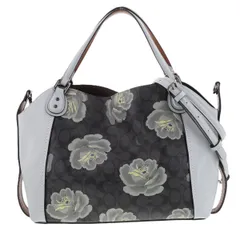 COACH コーチ 2WAY シグネチャー イーディー トートバッグ 32314 レディース PVCコーティングキャンバス レザーローズプリント 中古