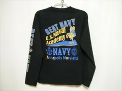 良品★HOUSTON ヒューストン 長袖Tシャツ USNA BEAT NAVY Lサイズのサムネイル