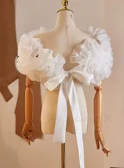 ドレスアレンジ ウェディングボレロ ウエディングボレロ ショール 二の腕カバー 花嫁 結婚式 二次会 披露宴 お色直し 前撮り ホワイト