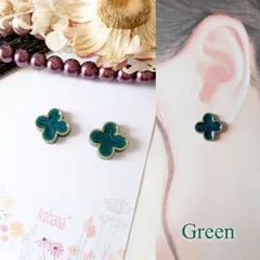 人気ꕤ︎︎ 四葉 クローバー ピアス イヤリング グリーン
