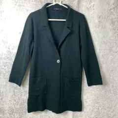 GIVORS ニットカーディガン ブラック 無地 ポケット Mサイズ 羽織り 紺色 レディース ◇〇