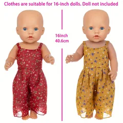 【パープルフローラル】40-45cmドール用衣装5点セット ヘッドバンド/ドレス/パンツ/靴 ごっこ遊び ドール服セット 3歳以上 着せ替え人形