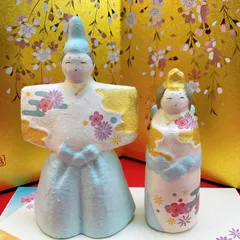 雛飾り【ちぎり和紙 遥花 立雛】桃の節句 ひな祭り 3月玄関飾り 親王 雛人形 ひな祭り ディスプレイ リュウコドウ 新品未使用 日本製