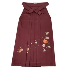 （中古）袴 単品 臙脂 赤茶色 刺繍 フォーマル ポリエステル