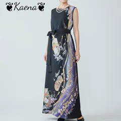 ❦Kaena❦　着物リメイク　ワンピース　ロング　ドレス　マキシ　Aライン　黒留袖　ベルト紐　後ろボタン　正絹　結婚式　パーティー　お呼ばれ　卒業式　入学式　ステージ衣装　オケージョンドレス　ブラック　フォーマル　黒　結婚式ドレス　金彩