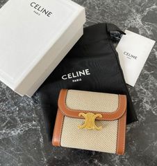 【セール中】セリーヌ 財布 トリオンフ　チェックテキスタイル&カーフスキン セール中】セリーヌ 財布 トリオンフ チェックテキスタイル&カーフ
