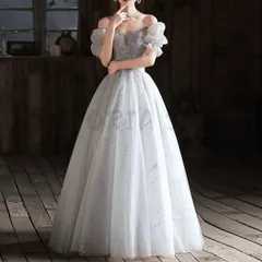 イブニングドレス ロングドレス パーティードレス フォーマルドレス チュール Aライン マキシ丈 気質 エレガント フォーマル ピアノ コンサート リサイタル パーティー 宴会 誕生日 成人式 1147