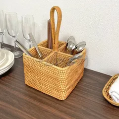 ラタン 収納ケース 間仕切り4分割 バスケット 食器立て 食器収納 食器棚 雑貨 かご 箸収納 カゴバスケット アジアン雑貨 食器スタンド