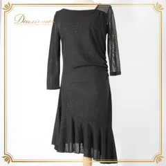 社交ダンス 衣装 ラテン ドレス ワンピース レッスンウェア パーティドレス Leirena レイリーナ 黒 ブラック系 無地 シンプル アシメ アシンメトリーデザイン 伸縮性 ポリエステル ポリウレタン ファスナー仕様 洗練されたデザイン レディース