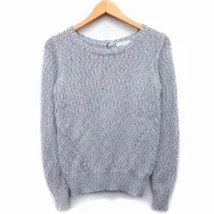 プロポーション ボディドレッシング PROPORTION BODY DRESSING ニット セーター 長袖 丸首 バックハーフボタン ウール混 総柄 ラメ混 切替リブ FR ライトグレー 灰 /HT25