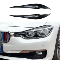 【送料無料】BMW 3シリーズ F30/F31 318i/320i 2012～2018年 対応 ヘッドライト アイライン 灯眉 ABS製 外装アクセント キズ防止 見た目引き締め カラー選択可 ピアノブラック/カーボン調 購入後指定 形状確認推奨