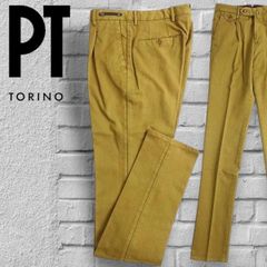 「PTトリノ」新品 薄手 美シルエットストレッチギャバジンパンツ 48(W84) PTトリノ」新品 薄手 美シルエットストレッチギャバジンパンツ 48(W84