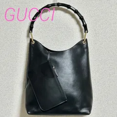 GUCCI グッチ バンブー ワンショルダー ホーボー レザー ハンドバッグ 黒 ゴールド金具 001・1013・002122 イタリア製 B5収納 B9051210B