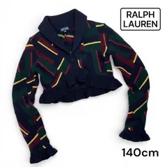 美品〈RALPH LAUREN ラルフローレン 〉ニットカーディガン ボレロ ウール ボーダー セーター アウター 140cm 女の子