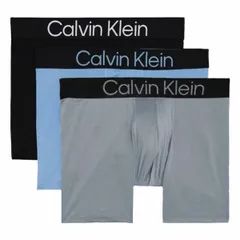 カルバンクライン Calvin Klein(CK) ボクサーブリーフ ボクサーパンツ 前閉じ マイクロファイバー 3枚セット 3枚組 ロゴ NP2608O 902 メンズ ブラック+グレー+ブルー