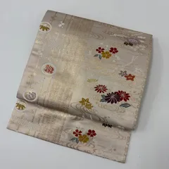 名古屋帯 正絹 唐織 流水に花 九寸 MA-3397