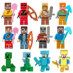 【豪華12体】マインクラフト LEGO互換 ミニフィグ セット 武器 クリーパー マイクラ