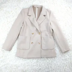 quaranciel    カランシエル   ジャージーテーラードジャケット 金ボタン  ライトベージュ   ダブルジャケット   洗える