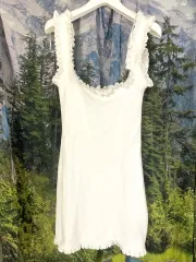 (一度着用) ZARA ザラ パール ミニ キャミソールワンピース アイボリー ワンピース 年末 パーティー衣装