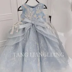 女の子ドレス  パーティードレス 刺繍 ピアノ発表会ドレス 結婚式 演奏会 フォーマル キッズドレス 入学式 撮影用 リボン飾り110 120 130 140 150 160