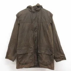 L/古着 バブアー 長袖 オイルド ジャケット コート パーカー メンズ ロング丈 こげ茶 25nov11