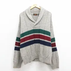 XL/古着 エディーバウアー 長袖 セーター メンズ 90年代 90s ショールカラー グレー 霜降り 25nov11