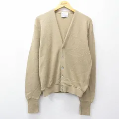 L/古着 ロンドンフォグ 長袖 ニット カーディガン メンズ 90年代 90s アクリル USA製 ベージュ 25nov11