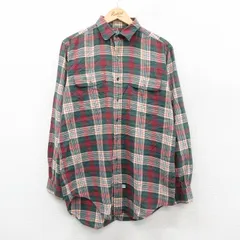 L/古着 ラルフローレン 長袖 ブランド シャツ メンズ 90年代 90s ロング丈 コットン 緑他 チェック 25nov11