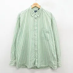 XL/古着 ギャップ GAP 長袖 ブランド シャツ メンズ 90年代 90s 大きいサイズ コットン ボタンダウン カナダ製 緑他 ストライプ 25nov11