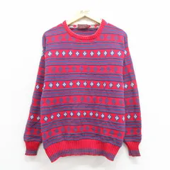 M/古着 ラルフローレン チャップス 長袖 ブランド セーター メンズ 80年代 80s クルーネック USA製 赤【spe】 25nov12