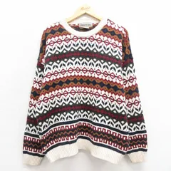 XL/古着 エアロポステール 長袖 セーター メンズ 00年代 00s フェアアイル 大きいサイズ コットン クルーネック エンジ他 25nov12のサムネイル
