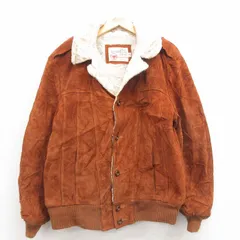 XL/古着 シアーズ 長袖 スエード レザー ジャケット メンズ 80年代 80s 茶 内側フェイクファー【spe】 25nov12
